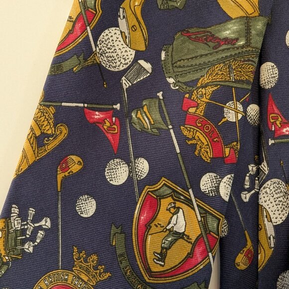 Vintage Hugo Boss Golf Print Silk Tie - Made in Italy - Picture 6 of 8